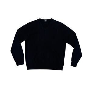 Uniqlo Men’s Black V-Neck 100% Cashmere Sweater